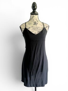 Victoria’s Secret Black Lace Back Slip Dress Y2K Coquette Goth